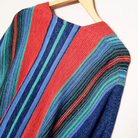 Free People In a Moment Poncho Ruana OS Sparkle Striped Knit Cardigan Boho $198 - Picture 14 of 16